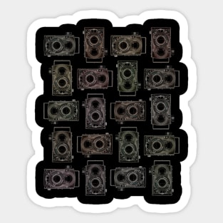 Vintage Twin-Lens Reflex Cameras Mosiac Sticker